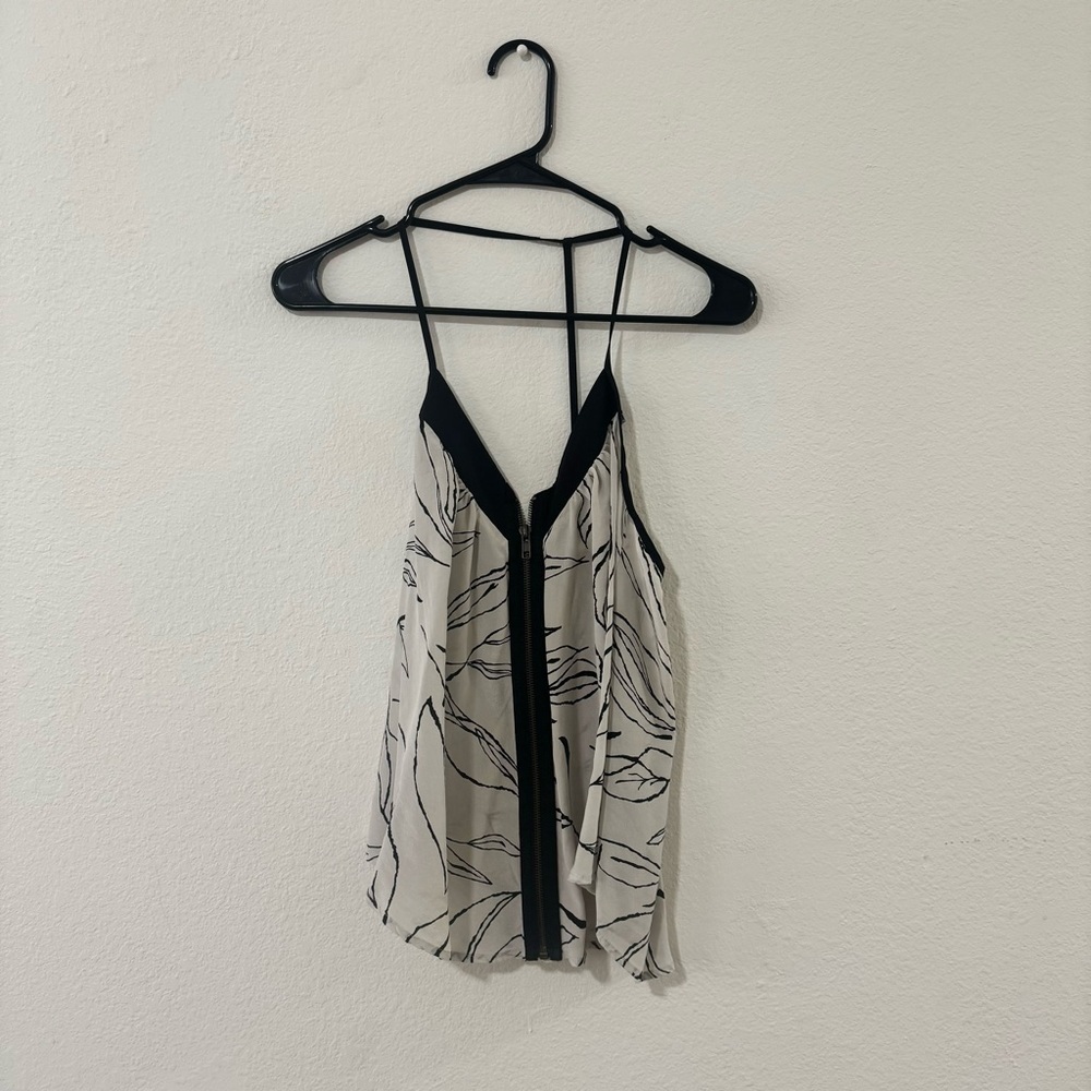 Zip Up Black & White Blouse